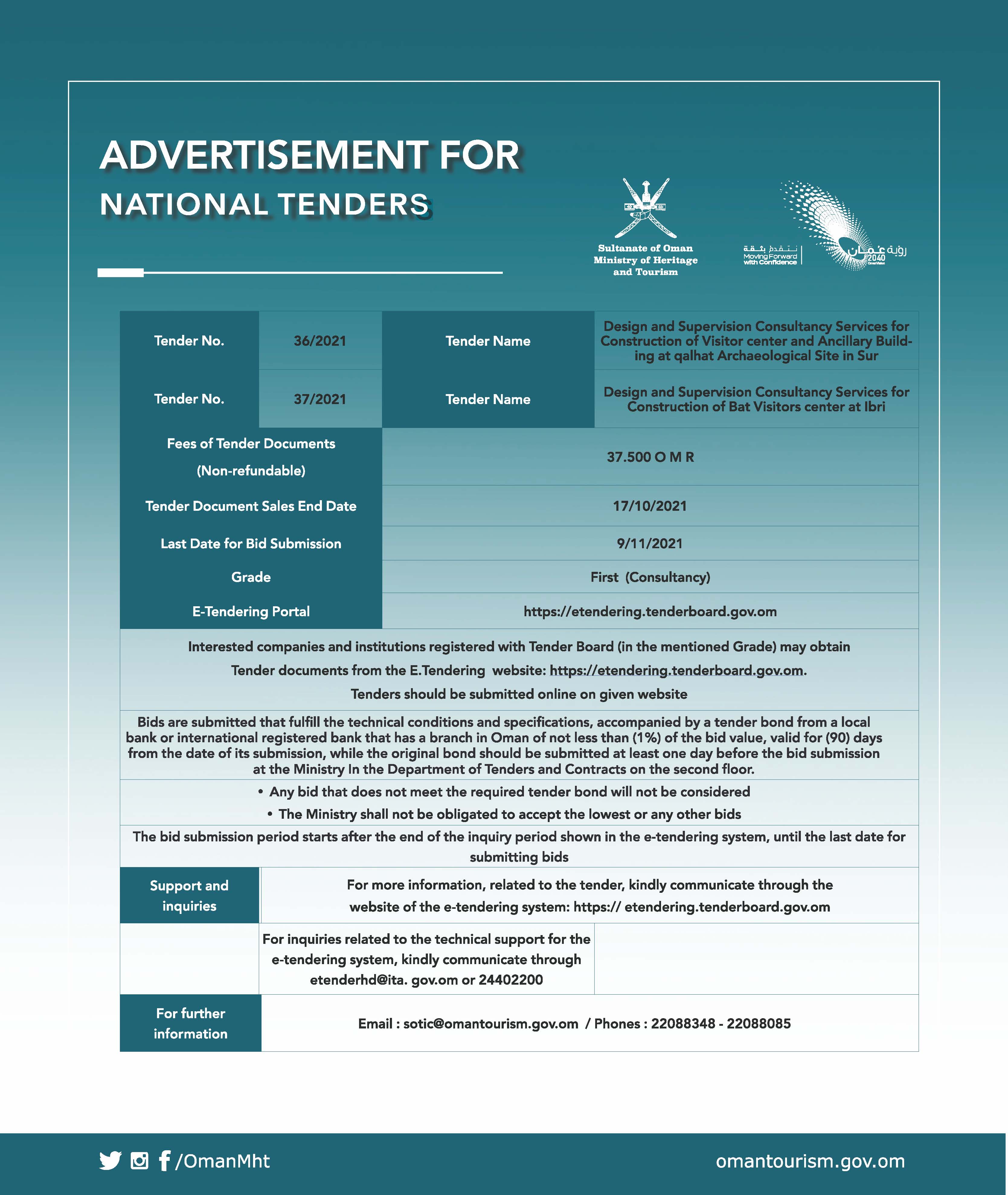 Tenders Announcement (36/2021) & (37/2021) — 1